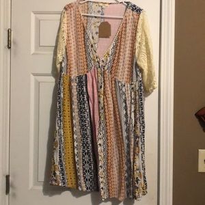 Colorful Patchwork Midi Dress